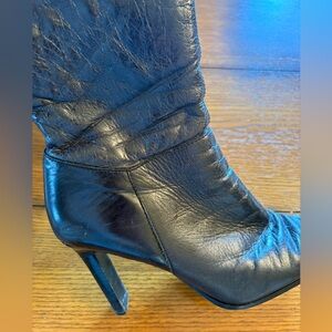 Skechers Black High Heeled Boots with Ruched Leather